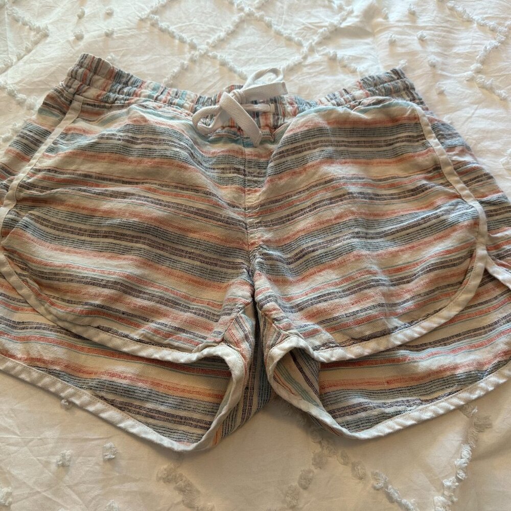 Athleta Striped 100% Linen Shorts Summer Ready Women's Size 6